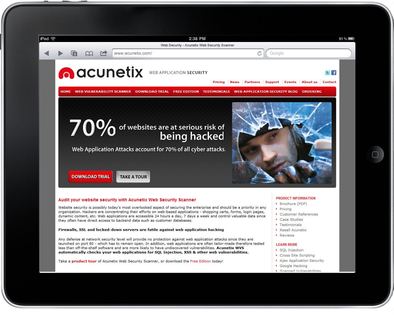 Win an iPad 2 with Acunetix To stand a chance of winning an iPad 2, simply "Like" the Acunetix Facebook Page