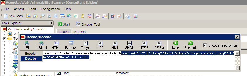 Acunetix HTTP Editor decoder and encoder tool