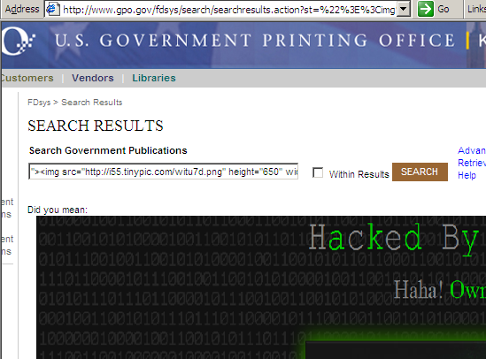 US Government printing office official website vulnerable for XSS