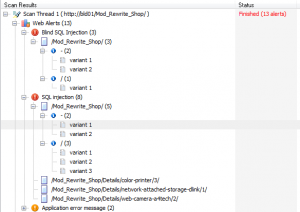 Acunetix finds SQL injection vulnerabilities in the website path fragments