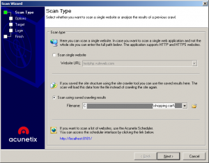 Acunetix WVS scan wizard Acunetix WVS scan wizard