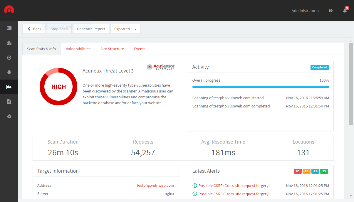 Acunetix Web Vulnerability Scanner