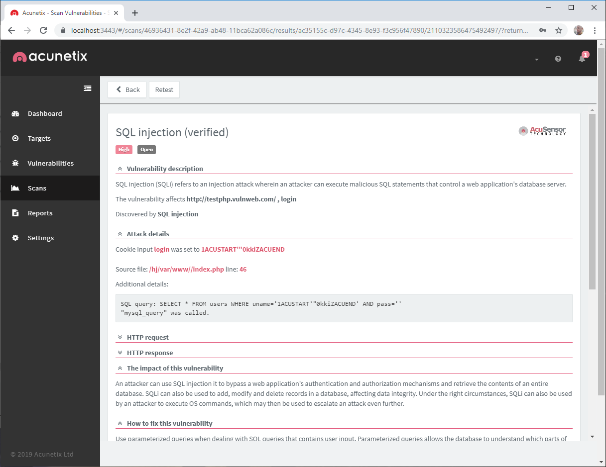 detailed vulnerability information