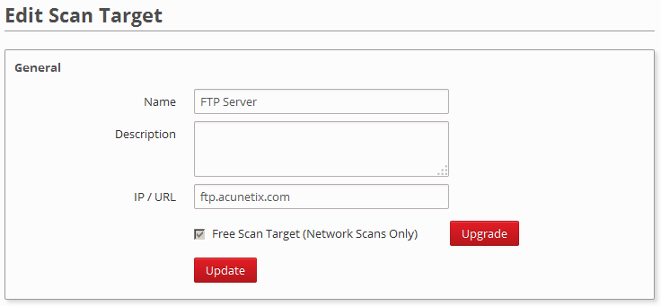 Edit Free Scan Target