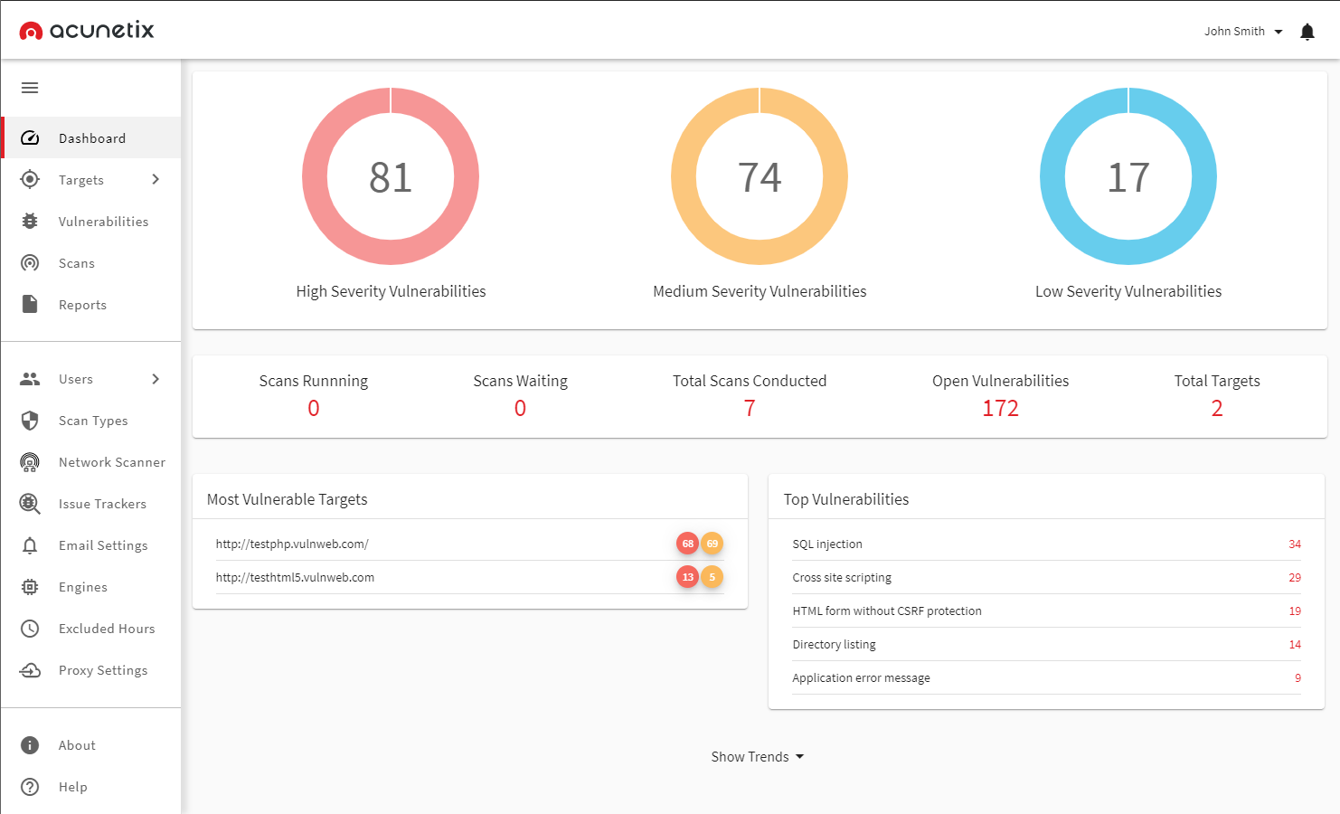 Acunetix V13 User Interface